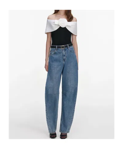 Self-portrait Crepe Off-shoulder Top In Black