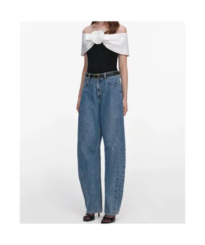 Self-portrait Crepe Off-shoulder Top In Black