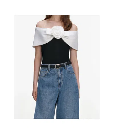 Self-portrait Crepe Off-shoulder Top In Black