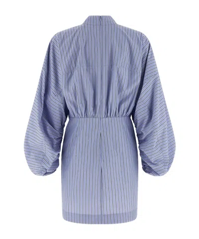 Zimmermann Drawstring Stripe Mini Dresses Light Blue In Blue