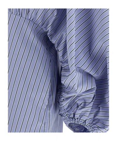 Zimmermann Drawstring Stripe Mini Dresses Light Blue In Blue