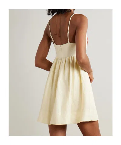 Farm Rio Off-white Coconut Tree Embroidered Euroflax Premium Linen Mini Dress