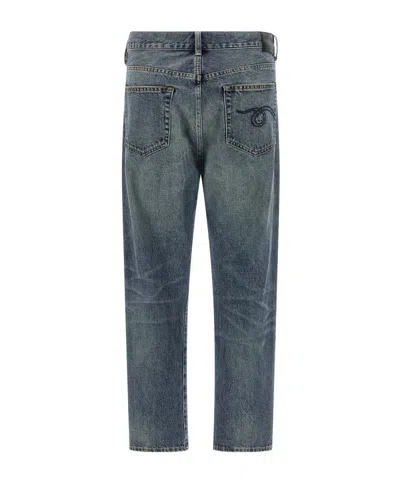 R13 Crossover Distressed Jeans In Blue