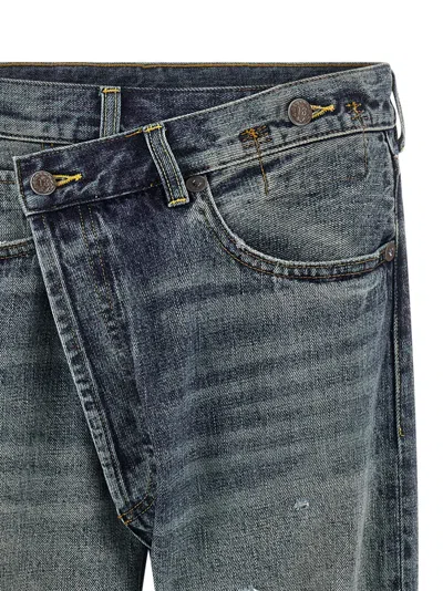 R13 Crossover Distressed Jeans In Blue