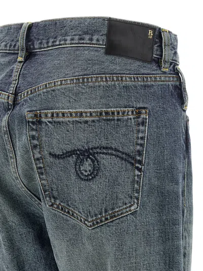 R13 Crossover Distressed Jeans In Blue