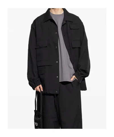 Y-3 Multi-pocket Button-fastening Jacket In Black