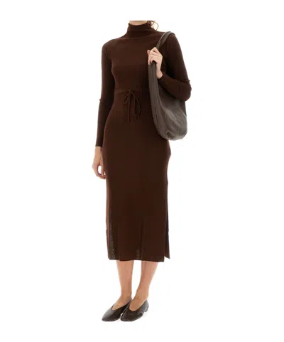 A.p.c. Brown Virgin Wool Dress In Multi