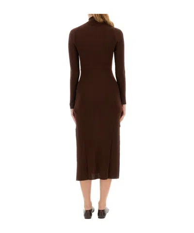 A.p.c. Brown Virgin Wool Dress In Multi