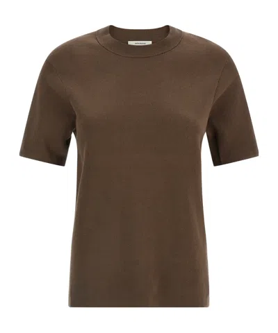 Entire Studios Mercerized Crew Neck T-shirt In Brown