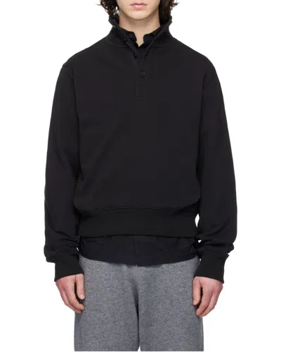 Entire Studios High-neck Buttoned Sweatshirt In Black