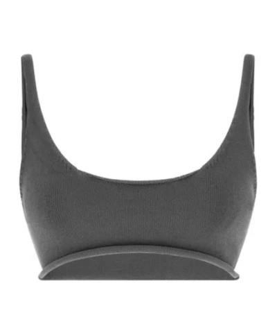 Entire Studios Knit Top Ribbed Scoop Neckline Stretch In Gray