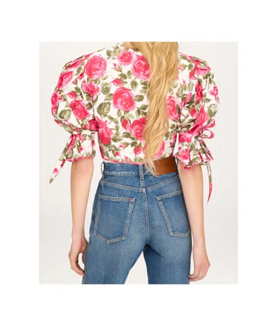 Chloé Chloe Floral-print Cotton-poplin Cropped Blouse In Pink