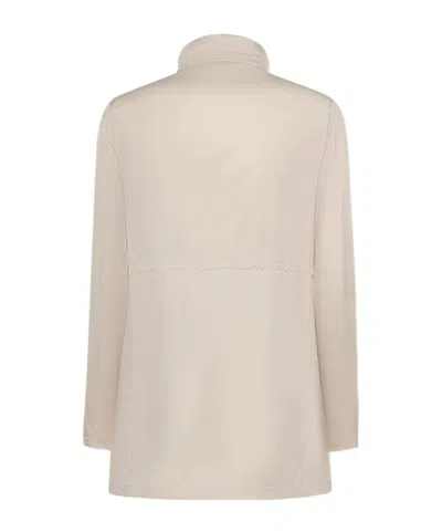 Fay High Neck Technical Coat In Neutral