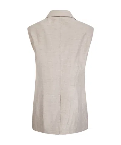 Tagliatore Grey Solid Sleeveless Jacket In Neutral