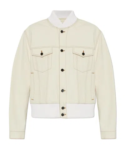 Lanvin Ivory Cotton Flap-pocket Jacket In Neutral