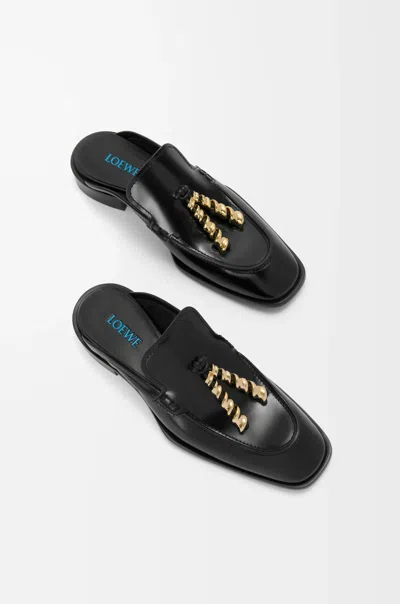 Loewe Black Leather Loafers