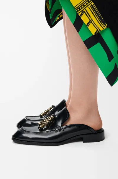 Loewe Black Leather Loafers