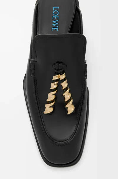 Loewe Black Leather Loafers