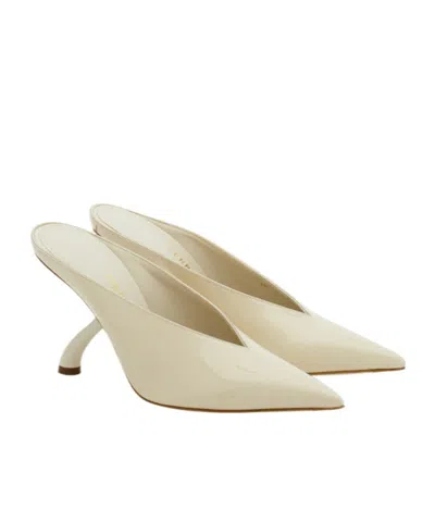 Ferragamo S-shaped Heel Mule In Neutral