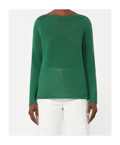 Max Mara Linen Yarn Basic Sweater In Green