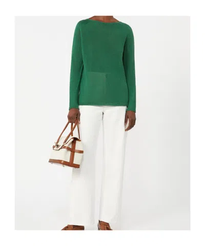 Max Mara Linen Yarn Basic Sweater In Green