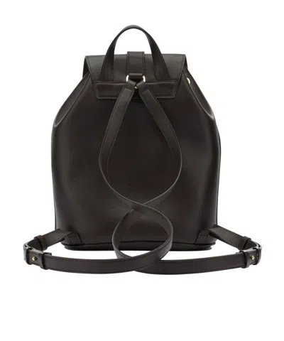 Ferragamo Leather Backpack Adjustable Straps Front Pockets In Black