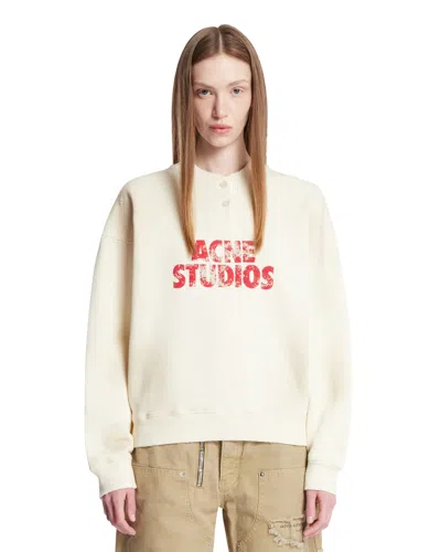 Acne Studios Womens Off White Fern Logo-print Cotton Sweatshirt In White