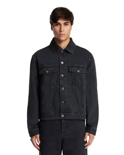 Loewe Anagram Cut-outs Medium-weight Washed Denim Jacket Clothing In Black