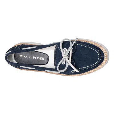 Donald Pliner Harlie02 Suede Lug Bottom Boat Shoe In Blue