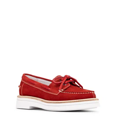 Donald Pliner Harlie02 Suede Lug Bottom Boat Shoe In Red
