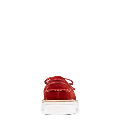 Donald Pliner Harlie02 Suede Lug Bottom Boat Shoe In Red