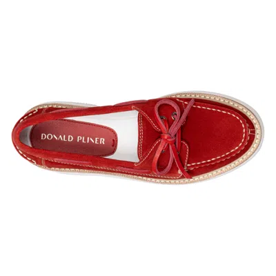 Donald Pliner Harlie02 Suede Lug Bottom Boat Shoe In Red