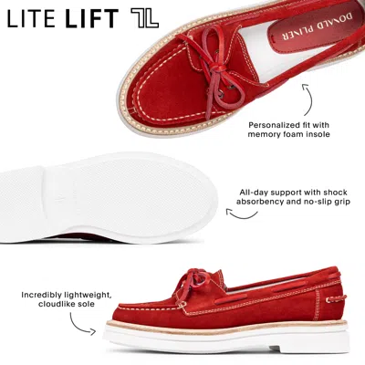 Donald Pliner Harlie02 Suede Lug Bottom Boat Shoe In Red