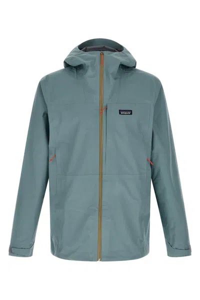 Patagonia Waterproof 3-layer Boulder Fork Jacket With Adjustable Features In Green