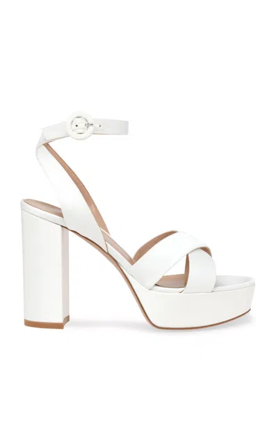 Gianvito Rossi Sabrina Satin Crisscross Ankle-strap Platform Sandals In White