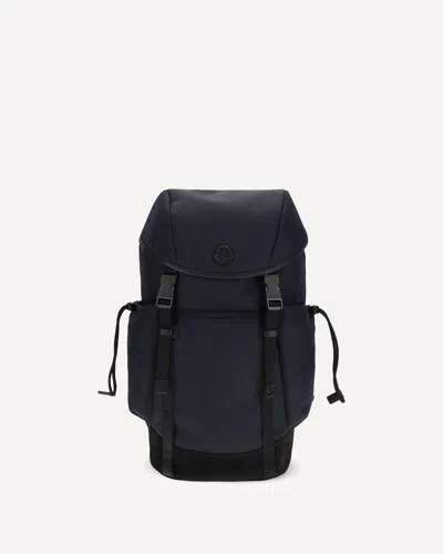 Moncler Canvas Backpack Front Flap Side Pockets In Black