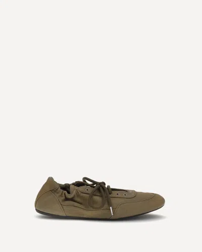 Prada Vintage-finished Canvas Sneakers For Women In Green