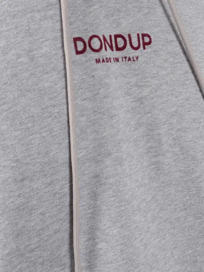 Dondup Light Grey Cotton Hoodie With Adjustable Drawstring In Gray