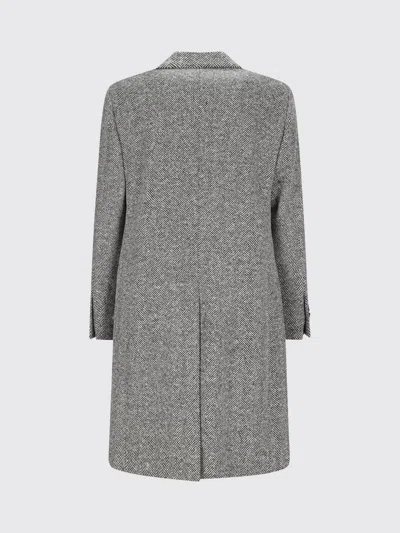 Lardini Herringbone Button-up Coat In Black