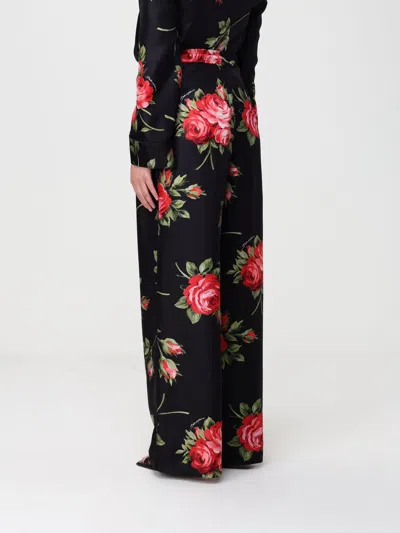 Dolce & Gabbana Women Wide-leg Pants With A Rose Bouquet Print In Black