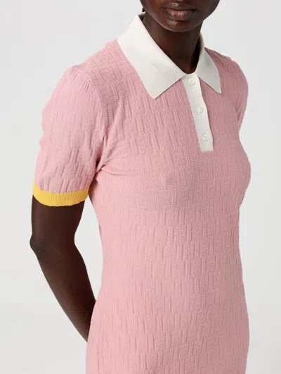 Fendi Women Cotton And Silk Blend Short Dress With All-over Ff Motif In Pink