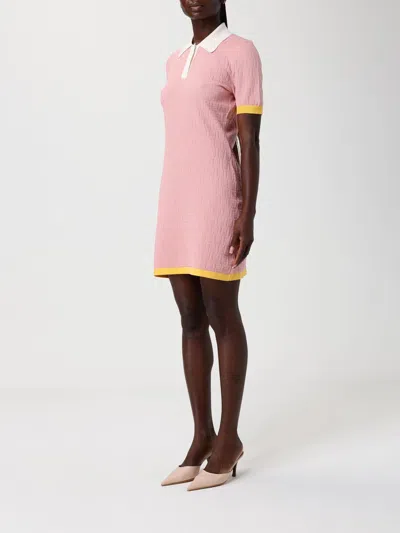 Fendi Women Cotton And Silk Blend Short Dress With All-over Ff Motif In Pink