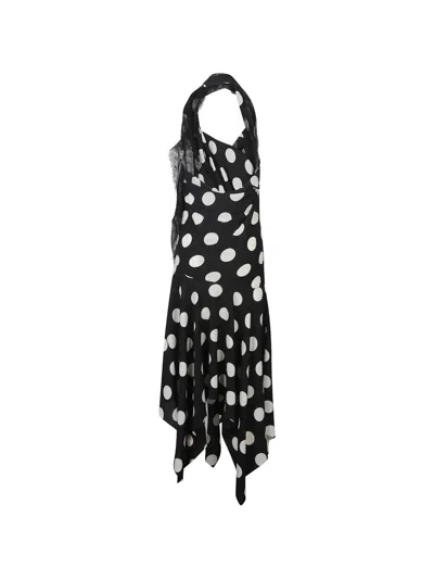 Junya Watanabe Polka Dot Halter Midi Dress Asymmetric Lace In Animal Print