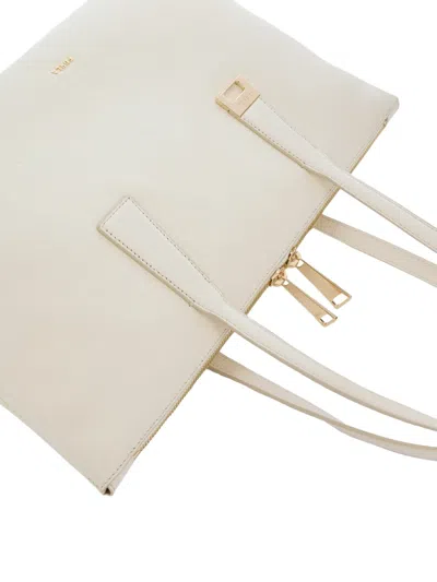 Furla Olivia Borsa Shopping L Panna Bianco Pelle Di Vitello Granata Donna In White
