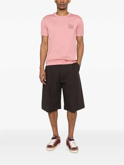 Dolce & Gabbana Cotton T-shirt With Patch In Pink