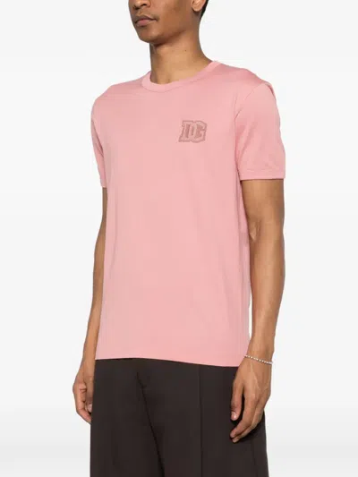 Dolce & Gabbana Cotton T-shirt With Patch In Pink