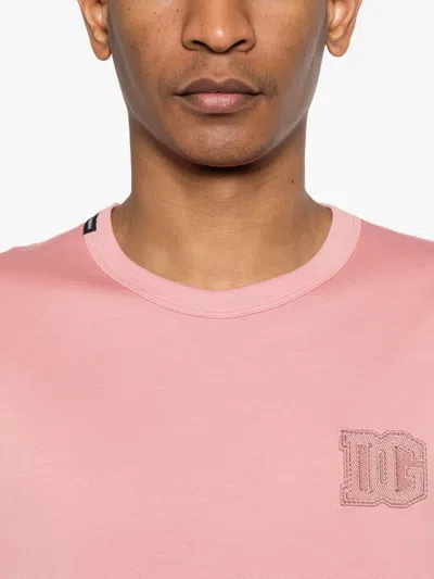 Dolce & Gabbana Cotton T-shirt With Patch In Pink