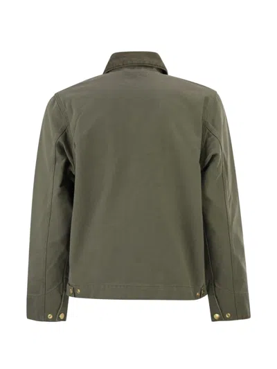 Carhartt Detroit Collared Jacket Front And Side Pockets In Green