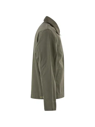 Carhartt Detroit Collared Jacket Front And Side Pockets In Green