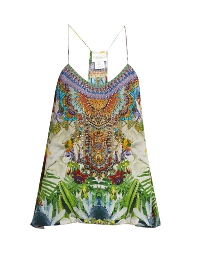 Camilla Exotic Hypnotic Embellished Printed Halterneck Swimsuit In Green